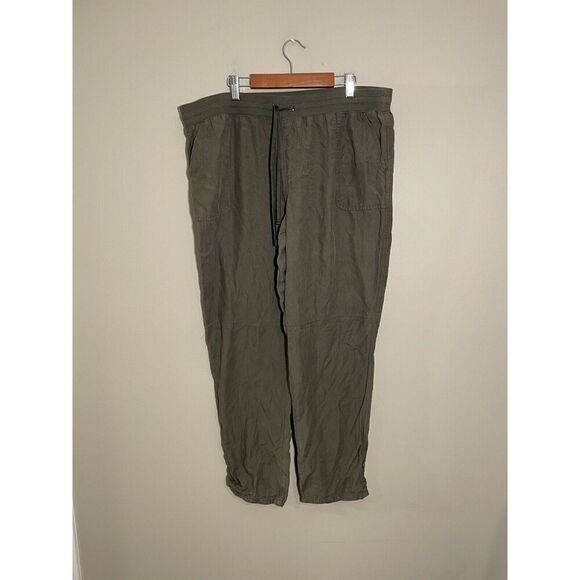 Maurices Womens Casual Cargo Pants Size 16 Olive Green Pull On Elastic Waist - Picture 2 of 6